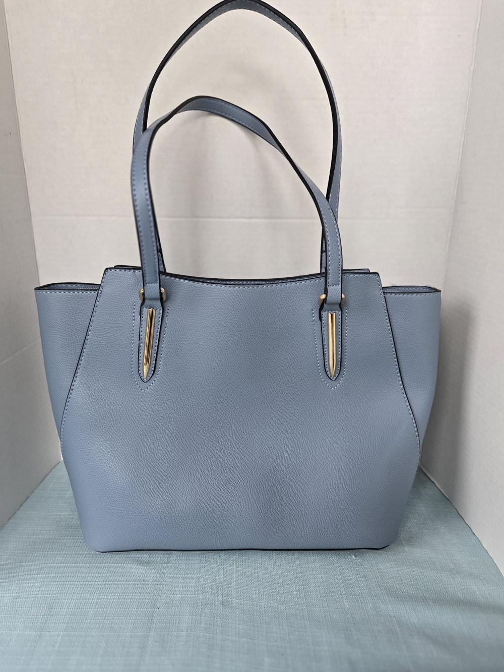 Unbranded Light Blue Vegan Leather Tote Bag & Matching Wristlet Wallet Set - Picture 3 of 8